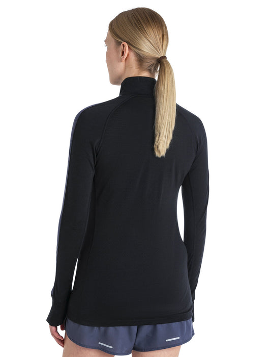 Icebreaker 125 ZoneKnit™ Merino Blend Long Sleeve Half Zip Thermal Top  Black/Graphite Dam - Underställ Dam