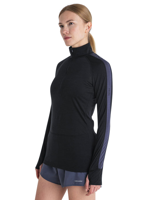 Icebreaker 125 ZoneKnit™ Merino Blend Long Sleeve Half Zip Thermal Top  Black/Graphite Dam - Underställ Dam