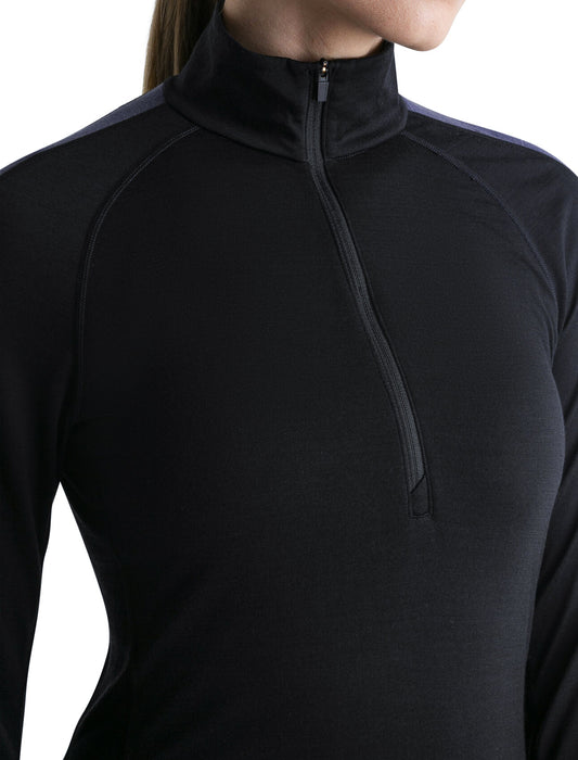 Icebreaker 125 ZoneKnit™ Merino Blend Long Sleeve Half Zip Thermal Top  Black/Graphite Dam - Underställ Dam