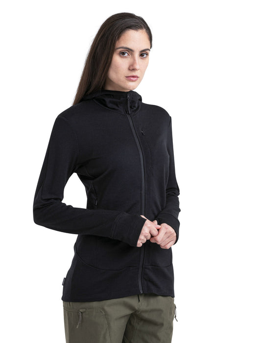 Icebreaker Merino 260 Quantum IV Long Sleeve Zip Hoodie  Black Dam - Tröjor Dam