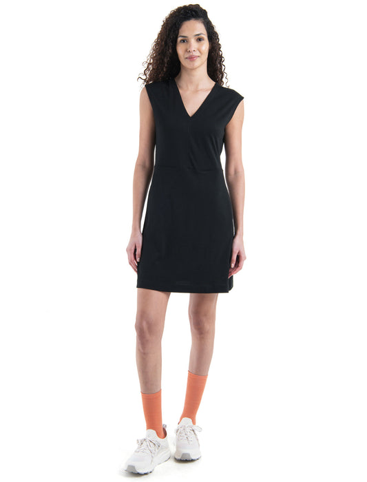 Icebreaker Merino 200 Granary Sleeveless V Neck Dress  Black Dam - Klänningar Dam