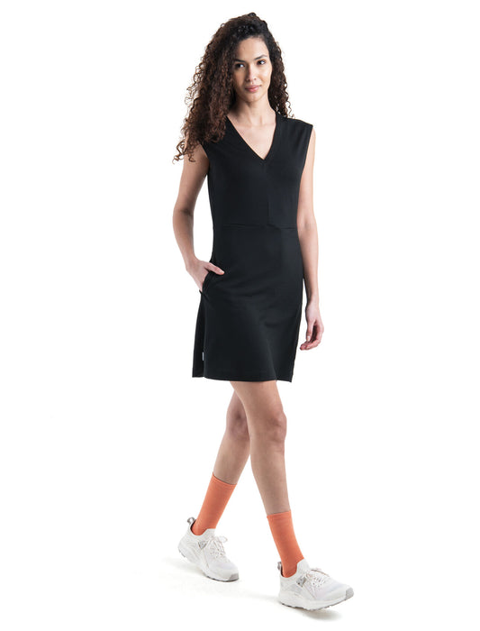 Icebreaker Merino 200 Granary Sleeveless V Neck Dress  Black Dam - Klänningar Dam