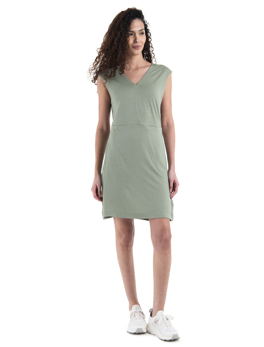 Icebreaker Merino 200 Granary Sleeveless V Neck Dress  Lichen Dam - Klänningar Dam