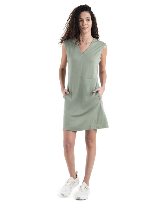 Icebreaker Merino 200 Granary Sleeveless V Neck Dress  Lichen Dam - Klänningar Dam