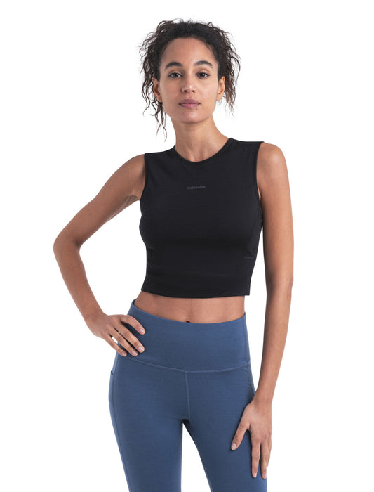 Icebreaker 125 ZoneKnit™ Merino Blend Energy Wind Cropped Bra-Tank  Black Dam - Underkläder Dam