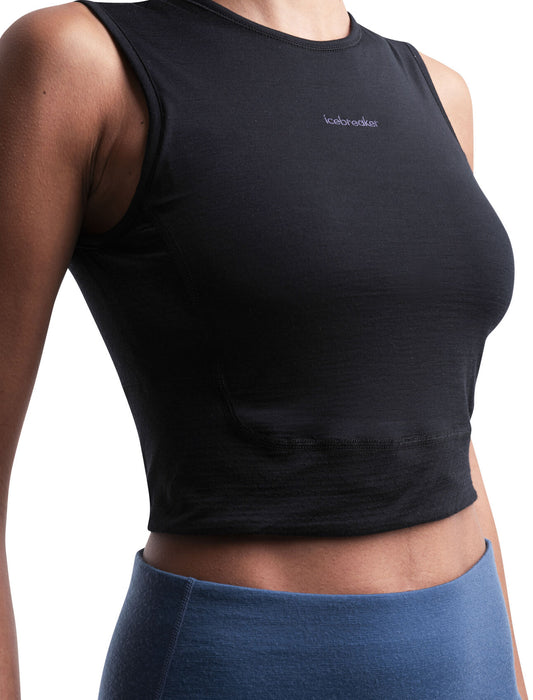 Icebreaker 125 ZoneKnit™ Merino Blend Energy Wind Cropped Bra-Tank  Black Dam - Underkläder Dam