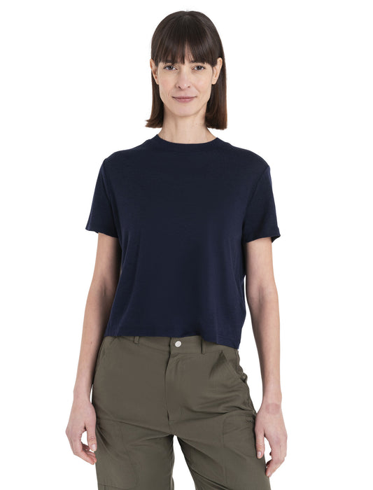 Icebreaker Merino 150 Tech Lite III Crop T-Shirt  Midnight Navy Dam - T-shirts & Linnen Dam