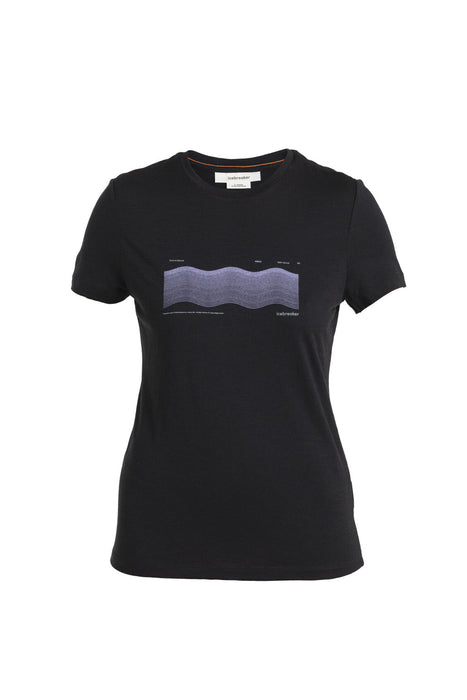 Icebreaker Merino 150 Tech Lite III T-Shirt Contour Waves  Black Dam - T-shirts & Linnen Dam