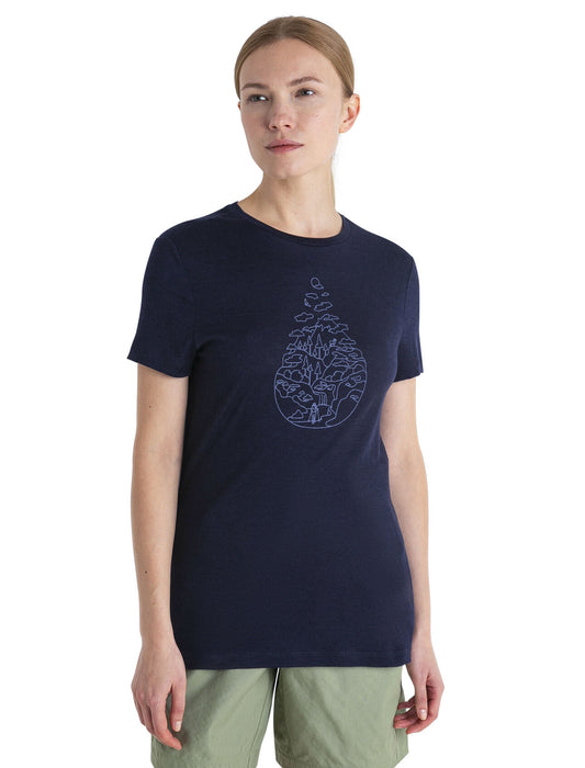 Icebreaker Merino 150 Tech Lite III T-Shirt Hike Path  Midnight Navy Dam - T-shirts & Linnen Dam