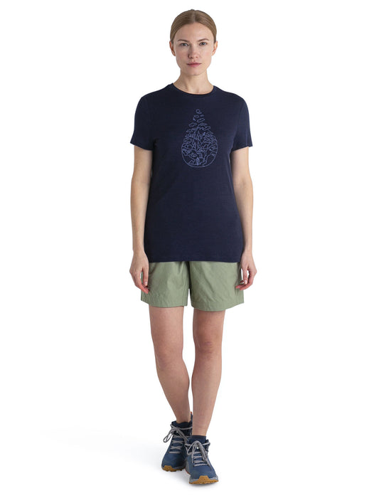 Icebreaker Merino 150 Tech Lite III T-Shirt Hike Path  Midnight Navy Dam - T-shirts & Linnen Dam