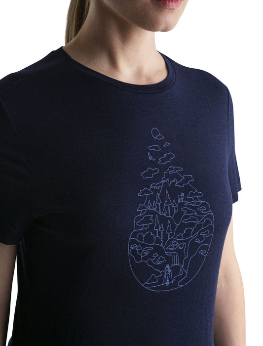 Icebreaker Merino 150 Tech Lite III T-Shirt Hike Path  Midnight Navy Dam - T-shirts & Linnen Dam