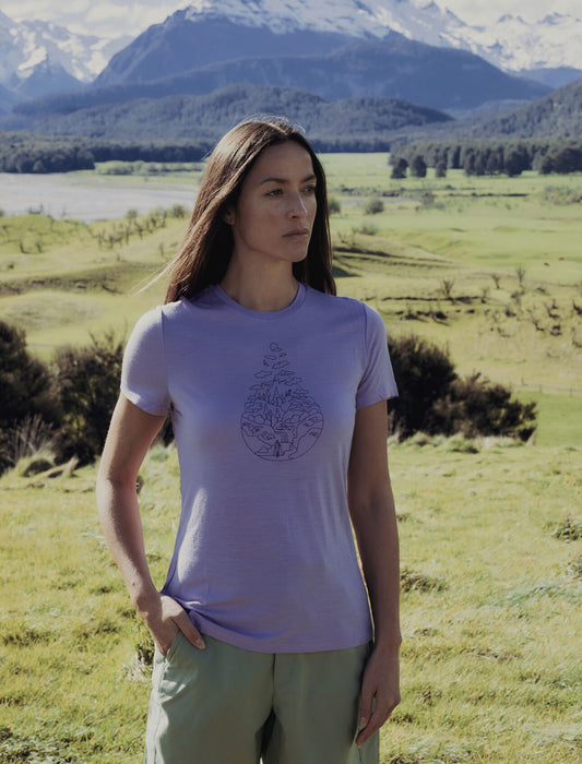 Icebreaker Merino 150 Tech Lite III T-Shirt Hike Path  Purple Gaze Dam - T-shirts & Linnen Dam