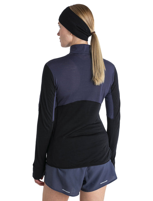 Icebreaker Merino Blend 200 Realfleece™ Descender Long Sleeve Half Zip Top  Graphite/Black Dam - Tröjor Dam