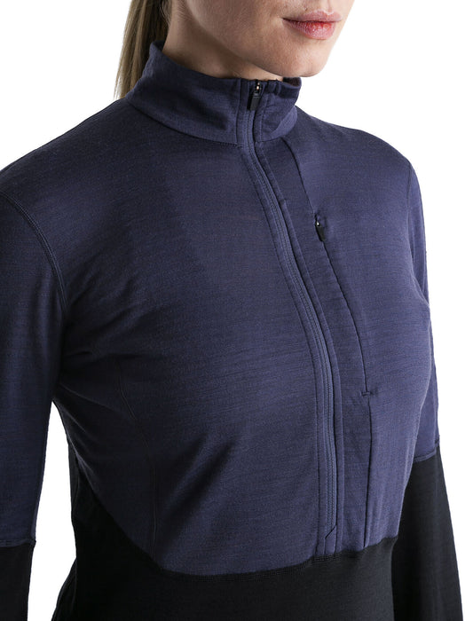 Icebreaker Merino Blend 200 Realfleece™ Descender Long Sleeve Half Zip Top  Graphite/Black Dam - Tröjor Dam