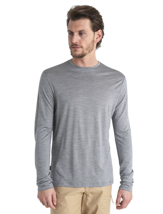 Icebreaker 125 Cool-Lite™ Merino Blend Sphere III Long Sleeve T-Shirt Metro Heather Herr - T-shirts & Linnen