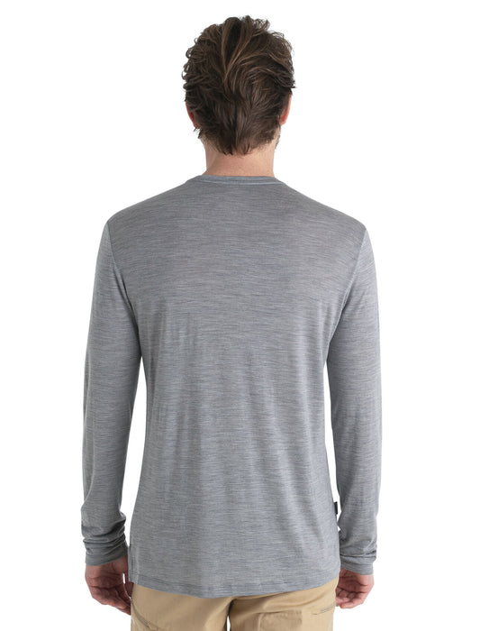 Icebreaker 125 Cool-Lite™ Merino Blend Sphere III Long Sleeve T-Shirt Metro Heather Herr - T-shirts & Linnen