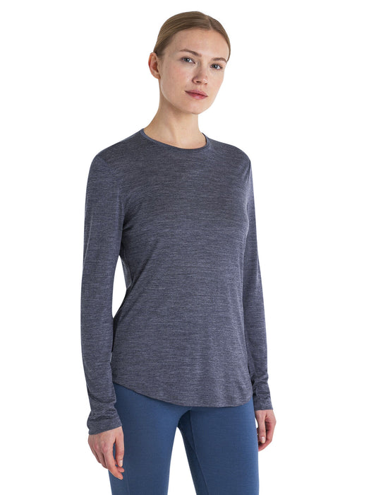 Icebreaker 125 Cool-Lite™ Merino Blend Sphere III Long Sleeve T-Shirt  Midnight Navy Heather Dam - T-shirts & Linnen Dam