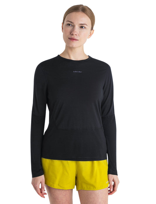 Icebreaker 125 ZoneKnit™ Merino Blend Energy Wind Long Sleeve T-Shirt  Black Dam - T-shirts & Linnen Dam