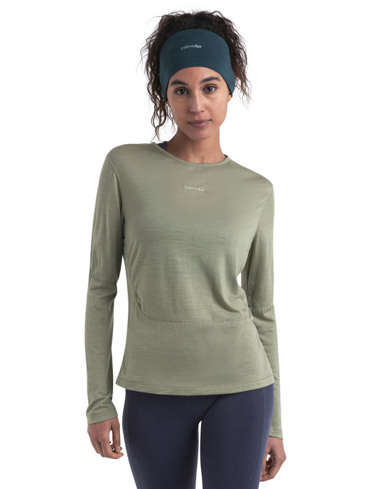 Icebreaker 125 ZoneKnit™ Merino Blend Energy Wind Long Sleeve T-Shirt  Lichen Dam - T-shirts & Linnen Dam