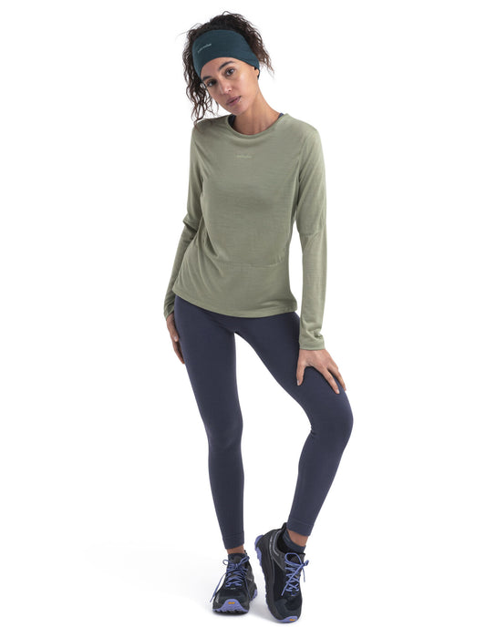 Icebreaker 125 ZoneKnit™ Merino Blend Energy Wind Long Sleeve T-Shirt  Lichen Dam - T-shirts & Linnen Dam