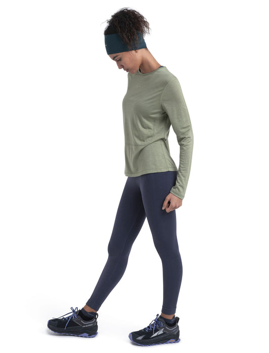 Icebreaker 125 ZoneKnit™ Merino Blend Energy Wind Long Sleeve T-Shirt  Lichen Dam - T-shirts & Linnen Dam