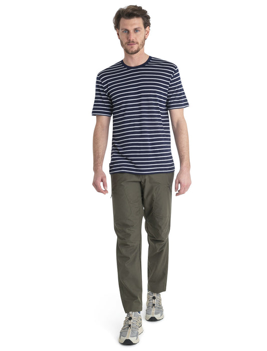 Icebreaker Merino Blend Drayden T-Shirt Stripe Midnight Navy/Snow Herr - T-shirts & Linnen