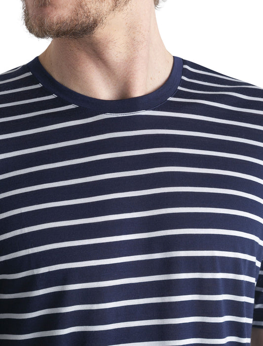 Icebreaker Merino Blend Drayden T-Shirt Stripe Midnight Navy/Snow Herr - T-shirts & Linnen