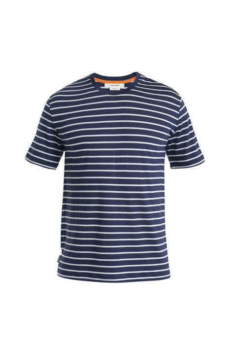 Icebreaker Merino Blend Drayden T-Shirt Stripe Midnight Navy/Snow Herr - T-shirts & Linnen