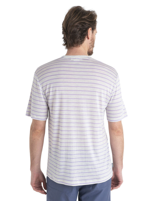 Icebreaker Merino Blend Drayden T-Shirt Stripe Ecru Heather/Purple Gaze Herr - T-shirts & Linnen