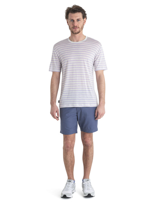 Icebreaker Merino Blend Drayden T-Shirt Stripe Ecru Heather/Purple Gaze Herr - T-shirts & Linnen