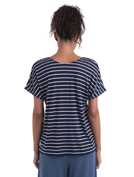 Icebreaker Merino Blend Drayden Reversible Top Stripe  Midnight Navy/Snow Dam - T-shirts & Linnen Dam