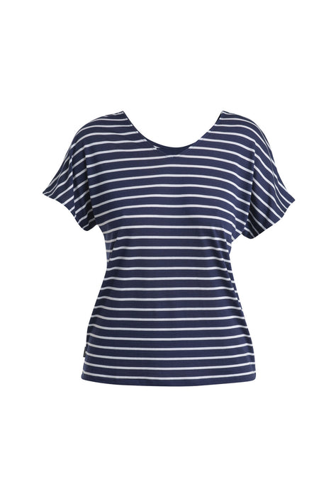 Icebreaker Merino Blend Drayden Reversible Top Stripe  Midnight Navy/Snow Dam - T-shirts & Linnen Dam