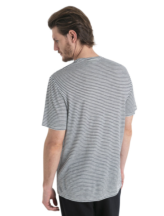 Icebreaker Merino Linen T-Shirt Stripe Snow/Midnight Navy Herr - T-shirts & Linnen