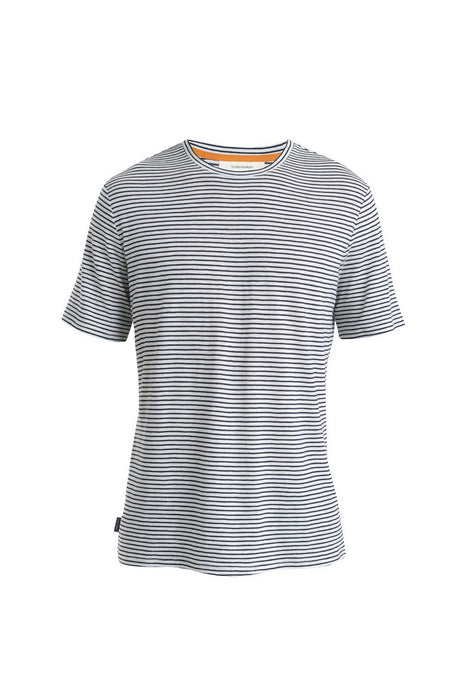 Icebreaker Merino Linen T-Shirt Stripe Snow/Midnight Navy Herr - T-shirts & Linnen