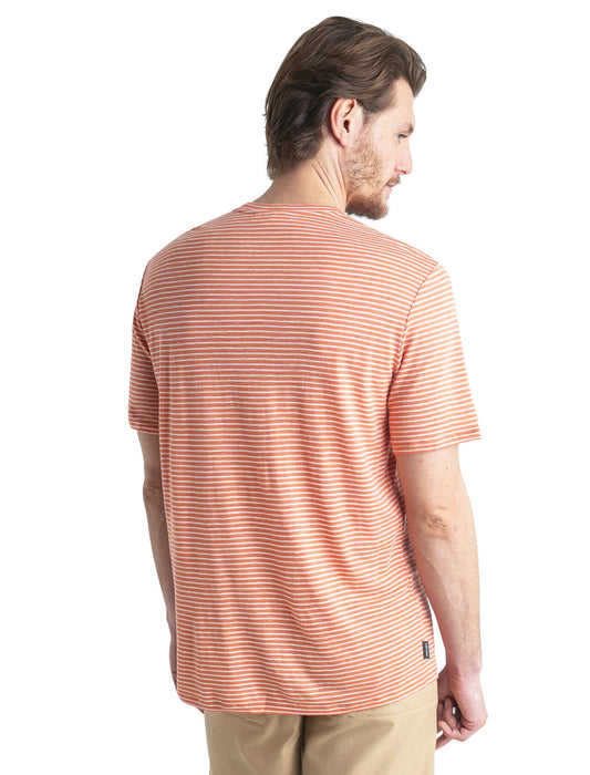 Icebreaker Merino Linen T-Shirt Stripe Ember/Snow Herr - T-shirts & Linnen