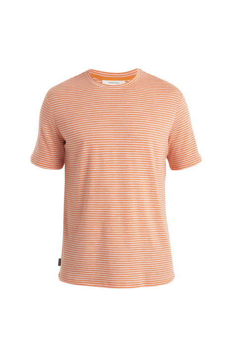 Icebreaker Merino Linen T-Shirt Stripe Ember/Snow Herr - T-shirts & Linnen