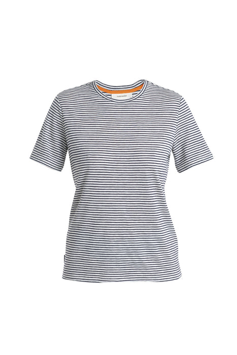 Icebreaker Merino Linen T-Shirt Stripe  Snow/Midnight Navy Dam - T-shirts & Linnen Dam