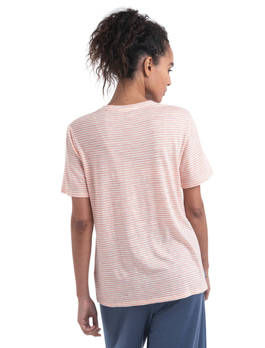 Icebreaker Merino Linen T-Shirt Stripe  Snow/Glow Dam - T-shirts & Linnen Dam