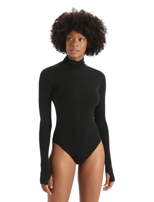 Icebreaker Merino Queens Long Sleeve High Neck Bodysuit  Black Dam - Tröjor Dam