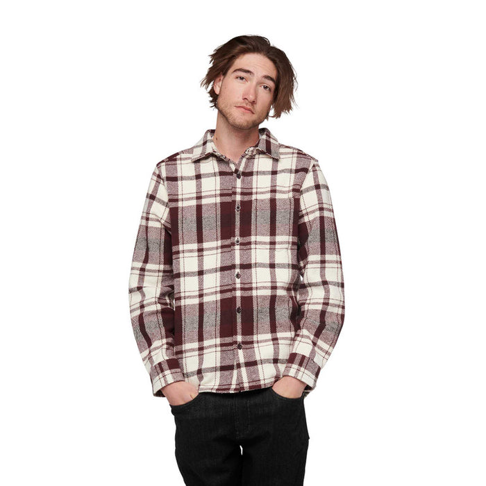 Black Diamond M Project Heavy Flannel Burgundy-Off White Plaid Herr - Tröja