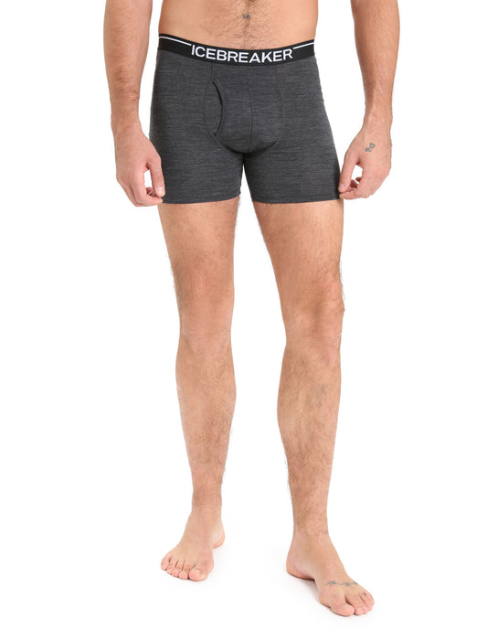 Icebreaker Merino Anatomica Boxers With Fly  Jet Heather Herr - Underkläder