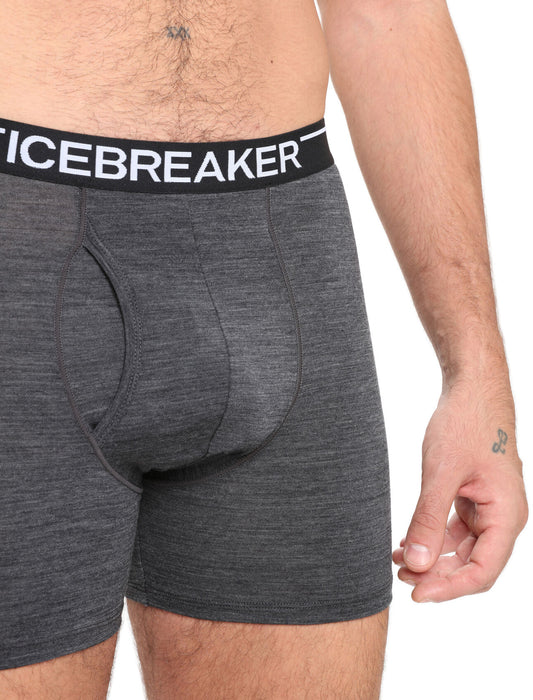 Icebreaker Merino Anatomica Boxers With Fly  Jet Heather Herr - Underkläder