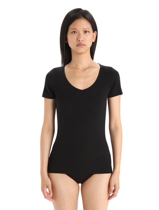 Icebreaker Merino Siren Short Sleeve Sweetheart Top  Black Dam - T-shirts & Linnen Dam