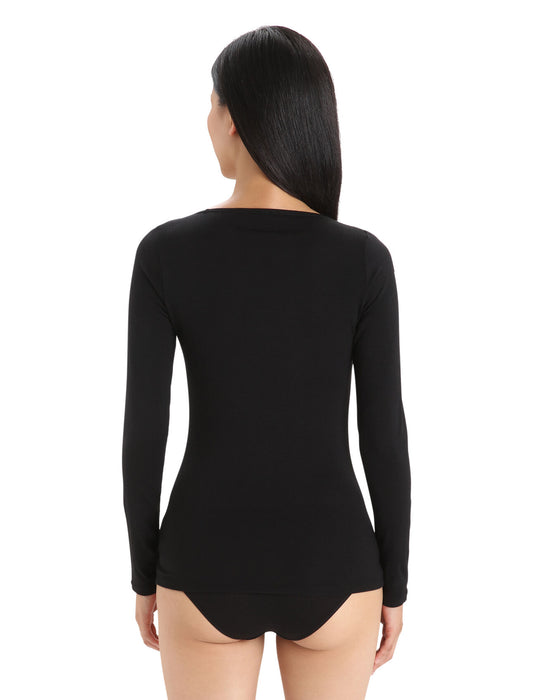 Icebreaker Merino Siren Long Sleeve Sweetheart Top Black Dam - T-shirts & Linnen Dam