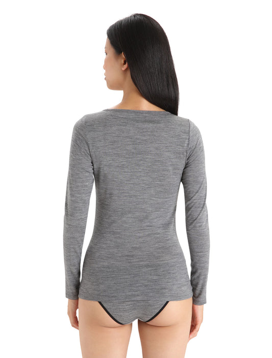 Icebreaker Merino Siren Long Sleeve Sweetheart Top Gritstone Heather Dam - T-shirts & Linnen Dam