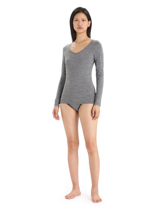 Icebreaker Merino Siren Long Sleeve Sweetheart Top Gritstone Heather Dam - T-shirts & Linnen Dam