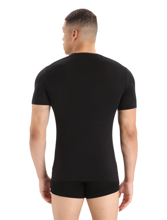 Icebreaker Merino Anatomica Short Sleeve V Neck T-Shirt  Black Herr - T-shirts & Linnen