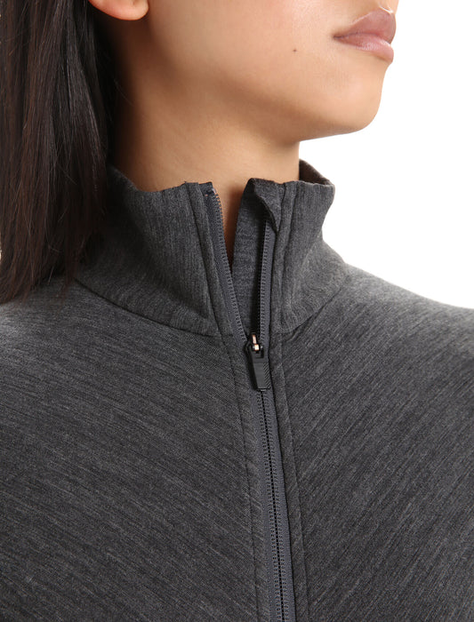 Icebreaker RealFleece™ Merino Descender Long Sleeve Zip Jacket  Jet Heather/Black Dam - Tröjor Dam