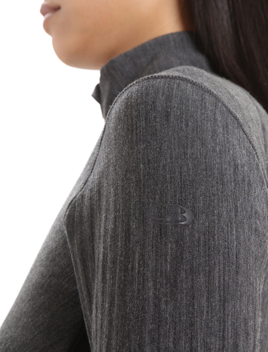 Icebreaker RealFleece™ Merino Descender Long Sleeve Zip Jacket  Jet Heather/Black Dam - Tröjor Dam