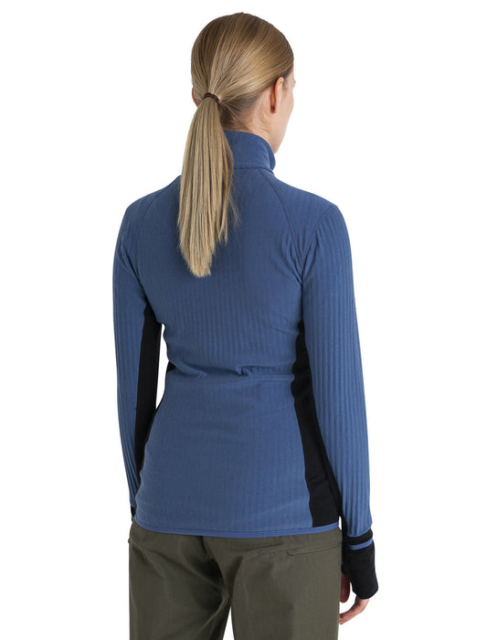 Icebreaker RealFleece™ Merino Descender Long Sleeve Zip Jacket Dawn/Black Dam - Tröjor Dam